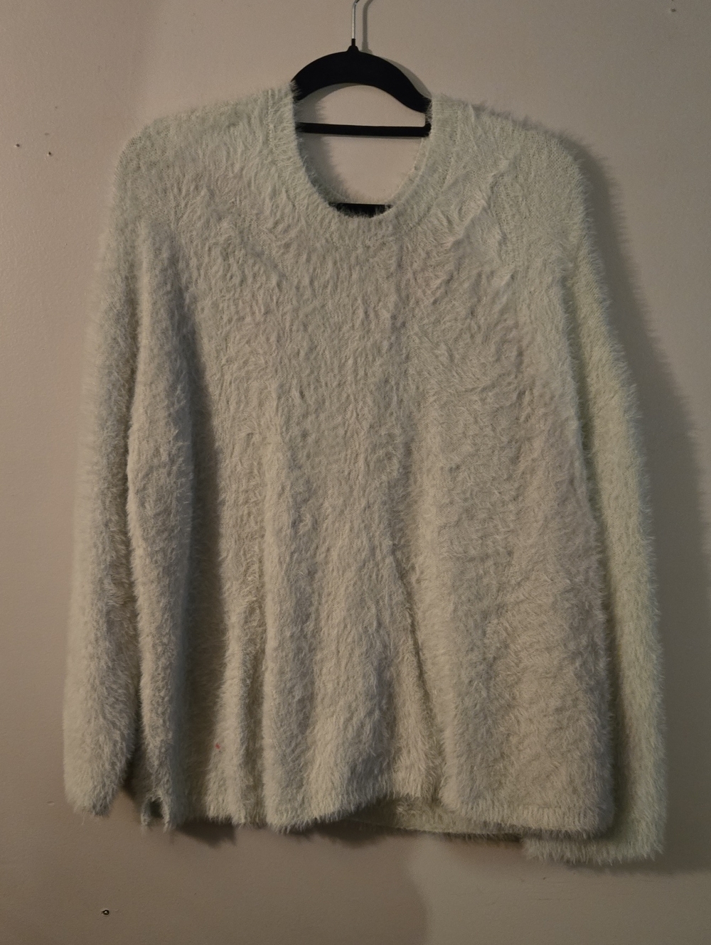 Lane Bryant Cream Fuzzy Crewneck Sweater